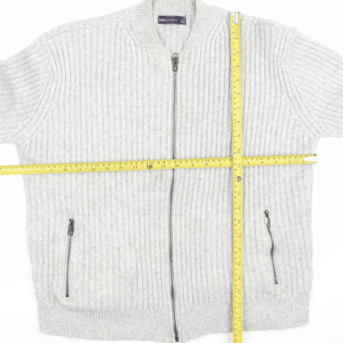Marks and Spencer Men’s Grey Wool Blend Full Zip Jumper M