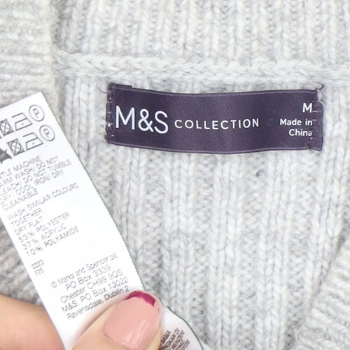 Marks and Spencer Men’s Grey Wool Blend Full Zip Jumper M