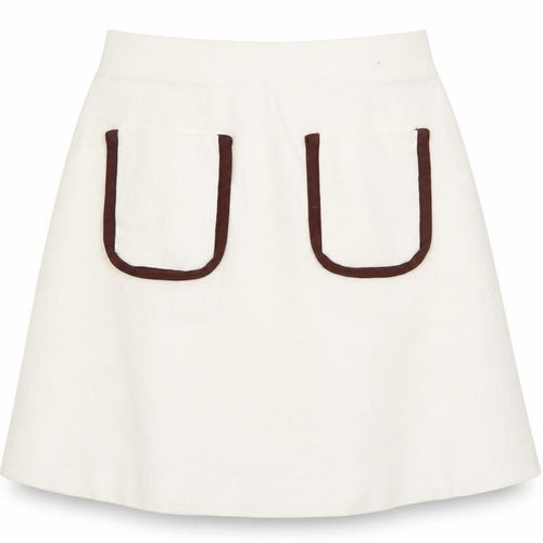 Zara Women Ivory Knit A-Line Skirt Size M with Pockets