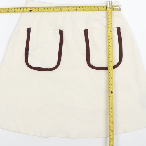 Zara Women Ivory Knit A-Line Skirt Size M with Pockets