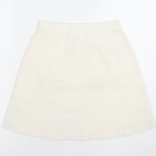 Zara Women Ivory Knit A-Line Skirt Size M with Pockets