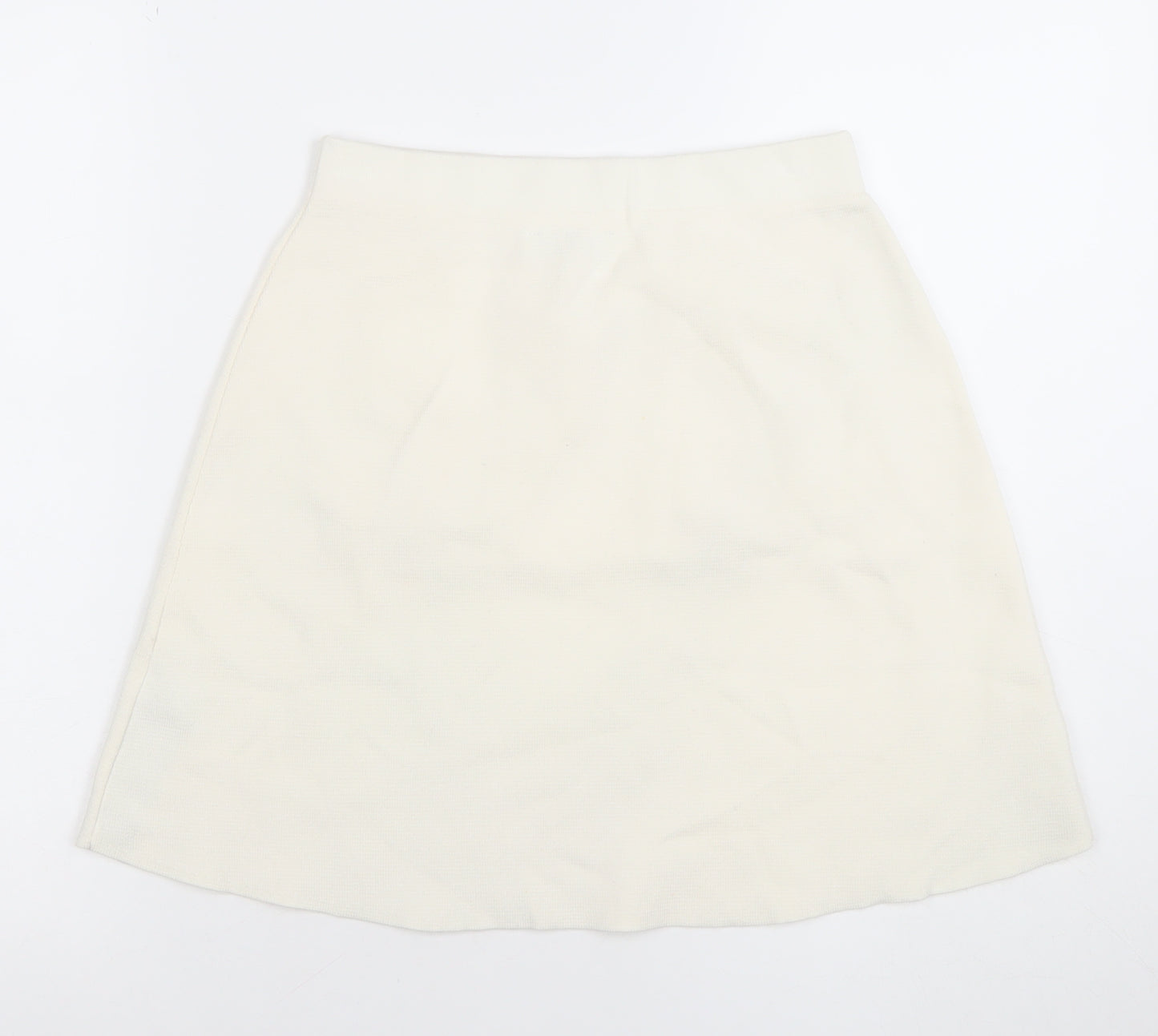 Zara Women Ivory Knit A-Line Skirt Size M with Pockets