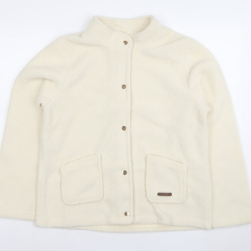 Nathalie Andersen Womens Ivory Fleece Snap Jacket M Classic Winter