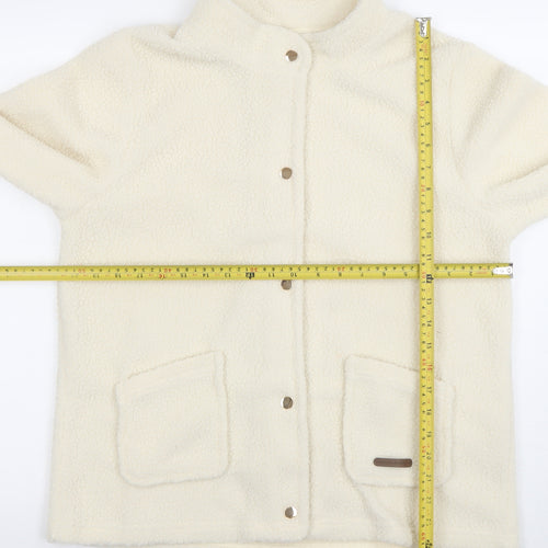 Nathalie Andersen Womens Ivory Fleece Snap Jacket M Classic Winter