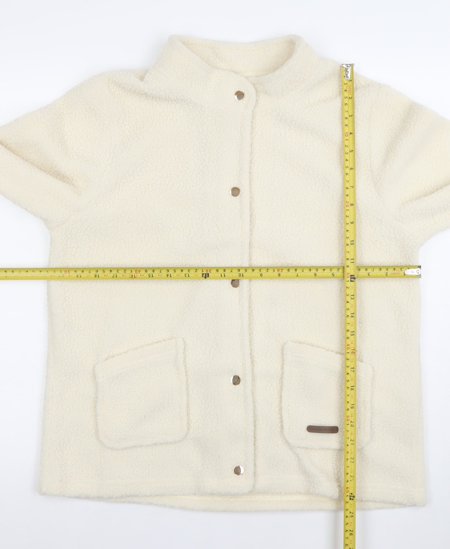 Nathalie Andersen Womens Ivory Fleece Snap Jacket M Classic Winter