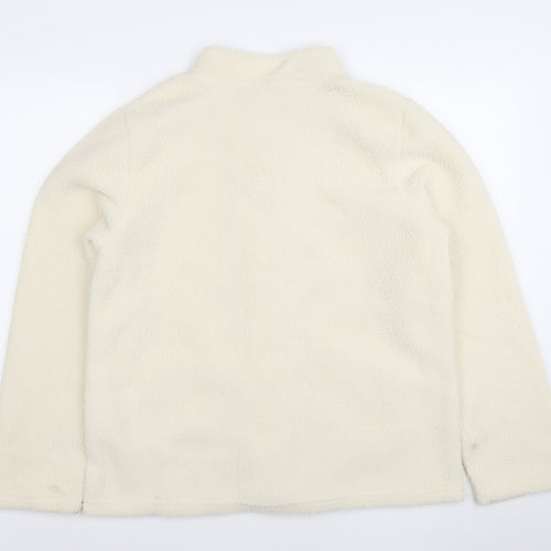 Nathalie Andersen Womens Ivory Fleece Snap Jacket M Classic Winter