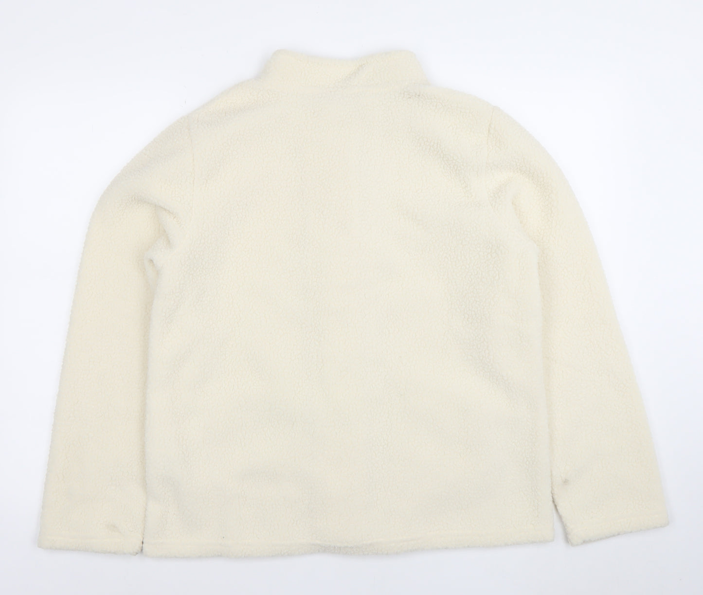 Nathalie Andersen Womens Ivory Fleece Snap Jacket M Classic Winter