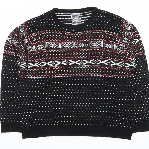 Cedarwood State Men's Black Fair Isle 2XL Acrylic Pullover Jumper