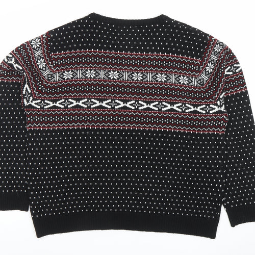 Cedarwood State Men's Black Fair Isle 2XL Acrylic Pullover Jumper