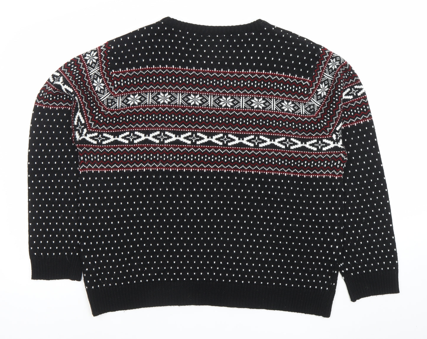 Cedarwood State Men's Black Fair Isle 2XL Acrylic Pullover Jumper