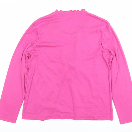 Poppy Womens Pink Long Sleeve Ruffle Tie Front Basic Top Size 16