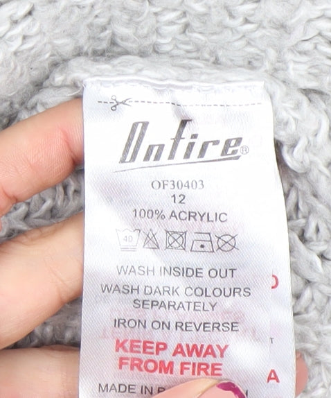 Onfire Womens Grey Roll Neck Chunky Knit Jumper Size 12