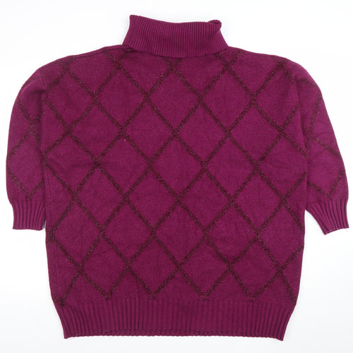 NEXT Women's Purple Roll Neck Argyle Knit Jumper XL