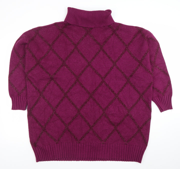 NEXT Women's Purple Roll Neck Argyle Knit Jumper XL