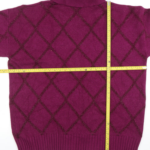 NEXT Women's Purple Roll Neck Argyle Knit Jumper XL