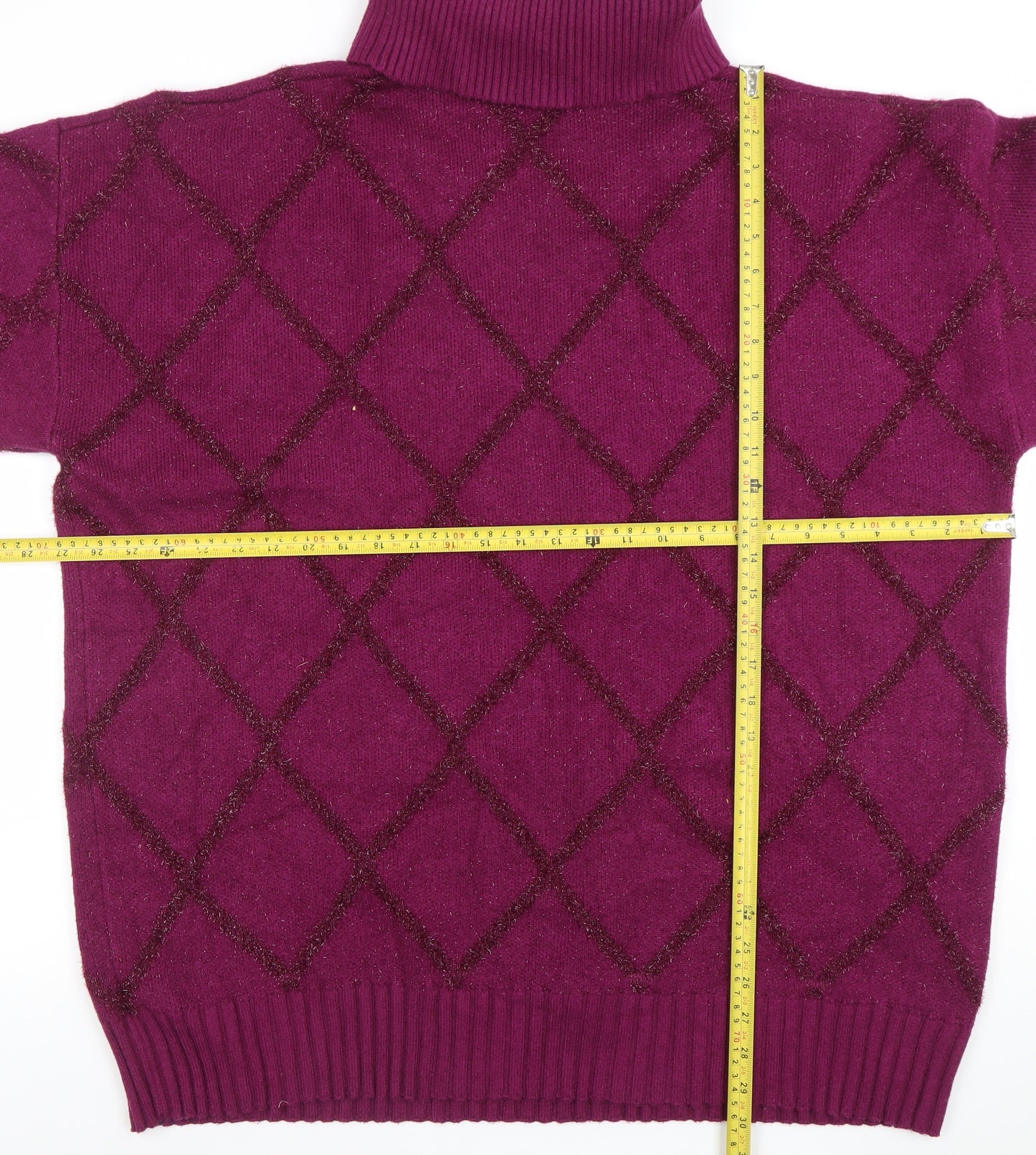NEXT Women's Purple Roll Neck Argyle Knit Jumper XL