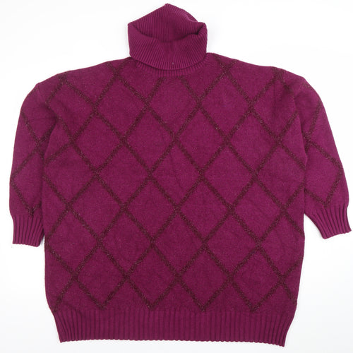 NEXT Women's Purple Roll Neck Argyle Knit Jumper XL