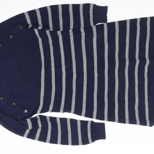 JoJo Maman Bébé Women Blue Striped Cotton Knit Jumper Dress S Maternity
