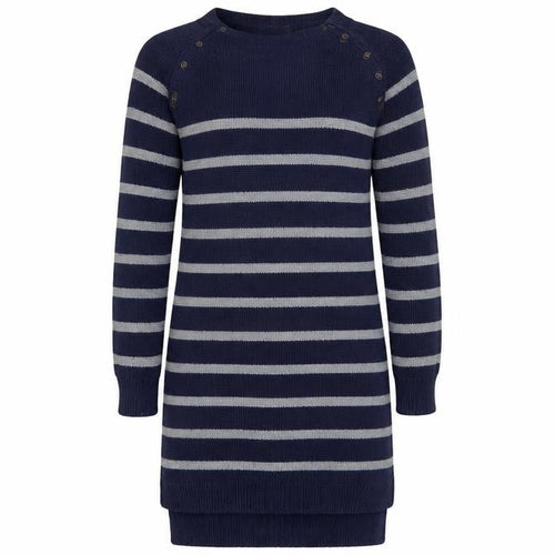 JoJo Maman Bébé Women Blue Striped Cotton Knit Jumper Dress S Maternity