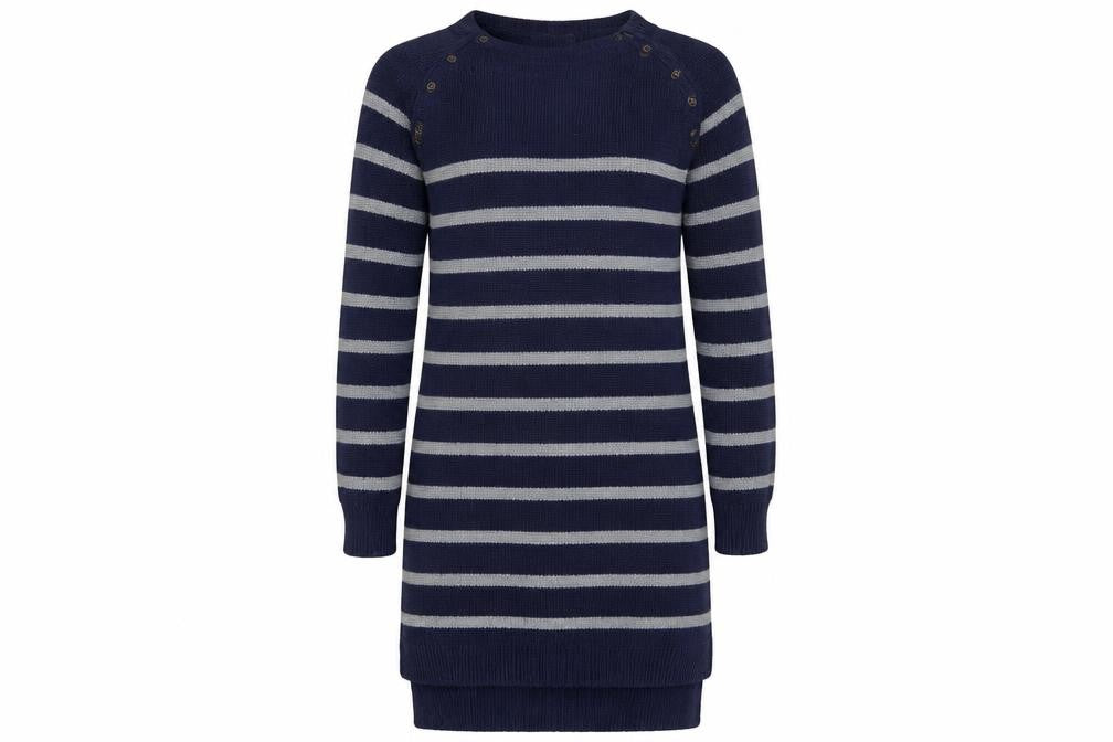 JoJo Maman Bébé Women Blue Striped Cotton Knit Jumper Dress S Maternity