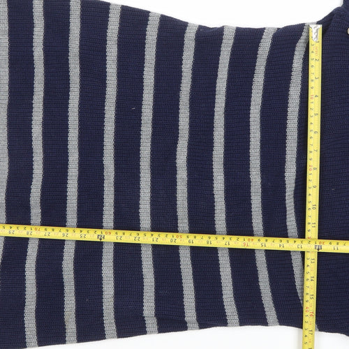 JoJo Maman Bébé Women Blue Striped Cotton Knit Jumper Dress S Maternity