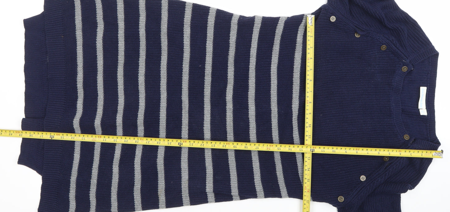 JoJo Maman Bébé Women Blue Striped Cotton Knit Jumper Dress S Maternity