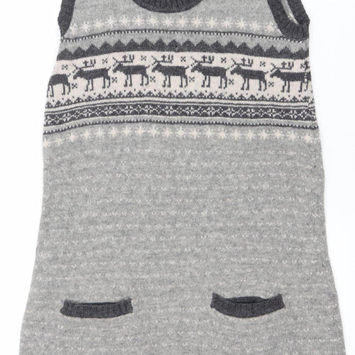 Atmosphere Womens Grey Fair Isle Sleeveless Knit Jumper Dress Size 10