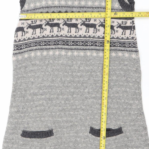 Atmosphere Womens Grey Fair Isle Sleeveless Knit Jumper Dress Size 10