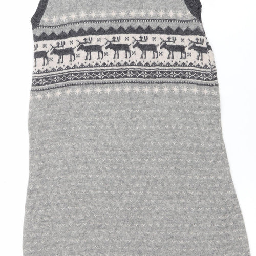 Atmosphere Womens Grey Fair Isle Sleeveless Knit Jumper Dress Size 10