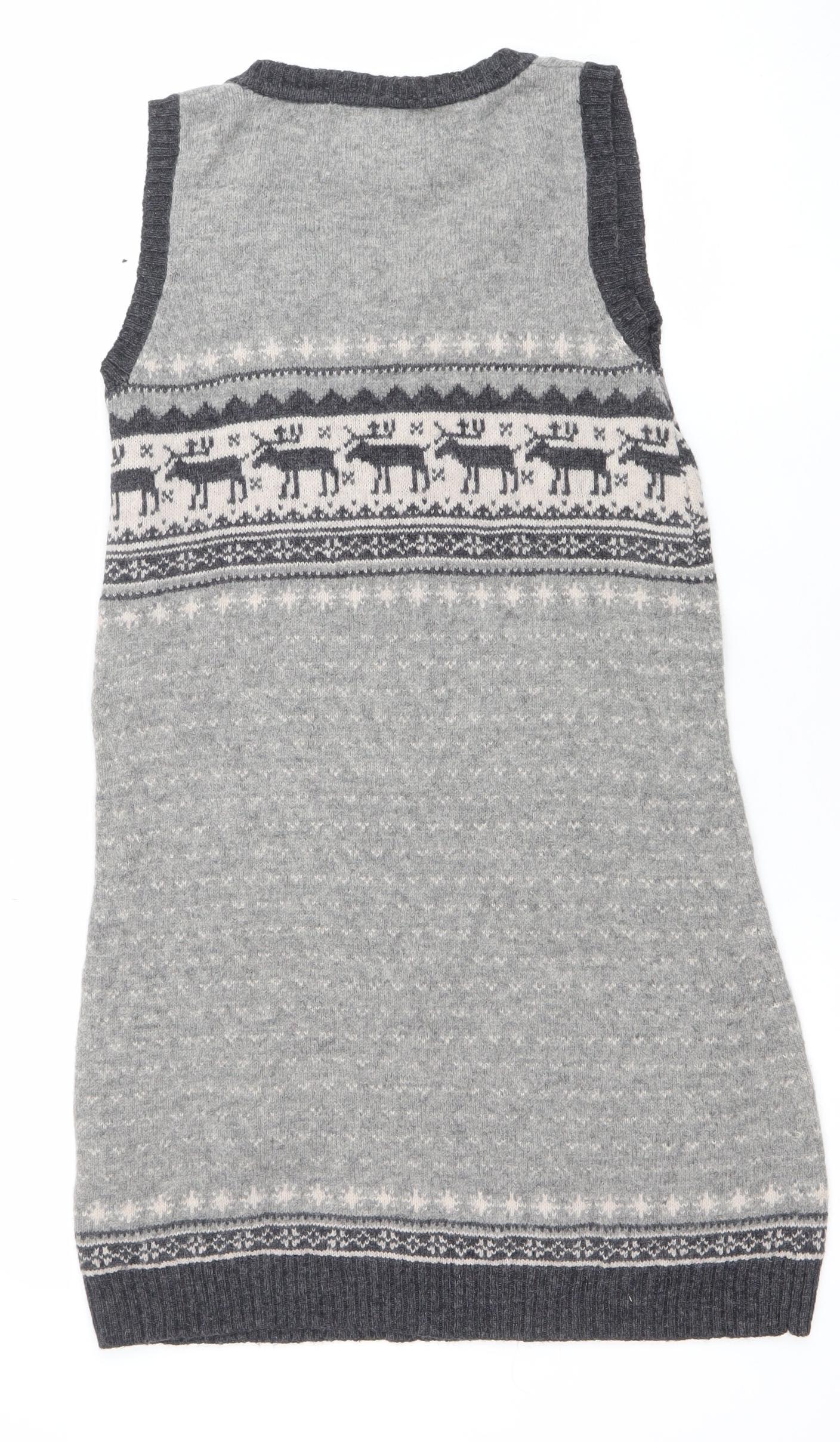 Atmosphere Womens Grey Fair Isle Sleeveless Knit Jumper Dress Size 10