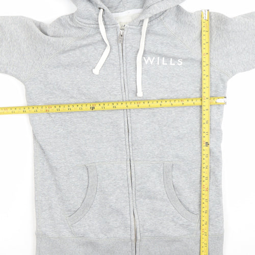 Jack Wills Womens Grey Full Zip Hoodie UK 10 Cotton Blend Casual