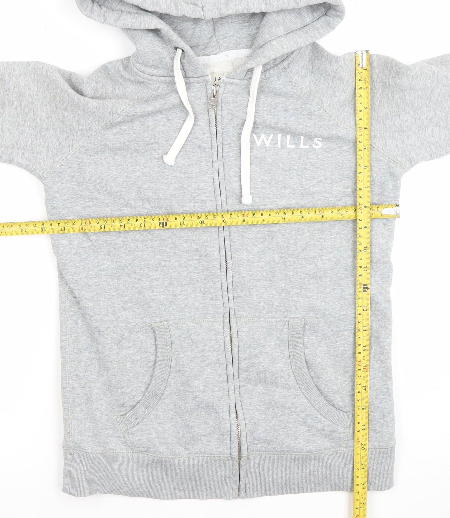 Jack Wills Womens Grey Full Zip Hoodie UK 10 Cotton Blend Casual