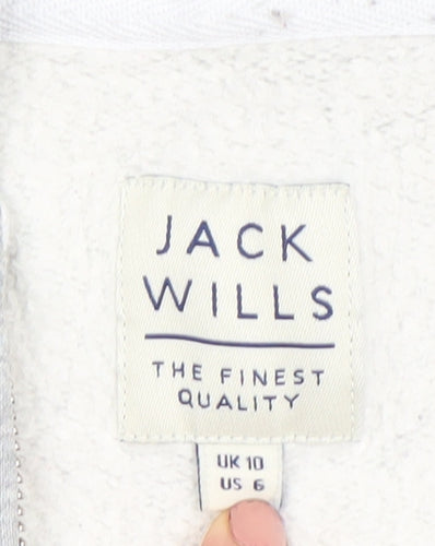 Jack Wills Womens Grey Full Zip Hoodie UK 10 Cotton Blend Casual