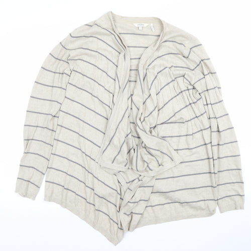 FatFace Women's Beige Striped Cardigan Size 12 Lightweight Knit