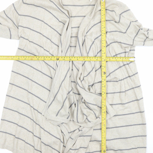FatFace Women's Beige Striped Cardigan Size 12 Lightweight Knit