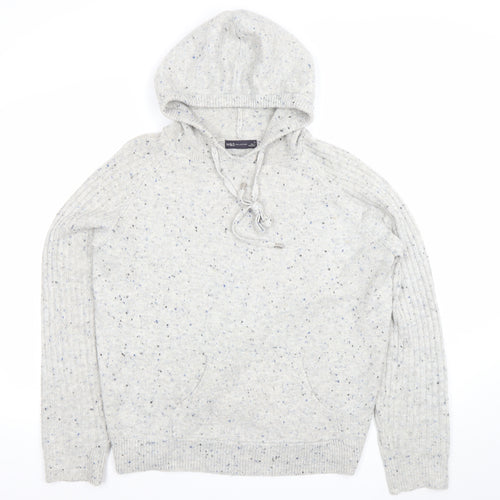 Marks and Spencer Men’s Grey Wool Blend Hooded Pullover Jumper Size M