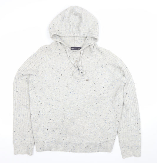 Marks and Spencer Men’s Grey Wool Blend Hooded Pullover Jumper Size M