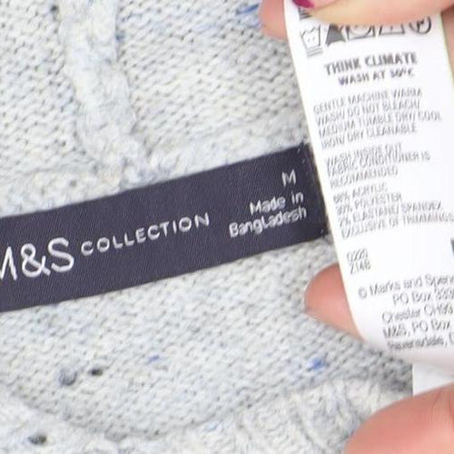 Marks and Spencer Men’s Grey Wool Blend Hooded Pullover Jumper Size M