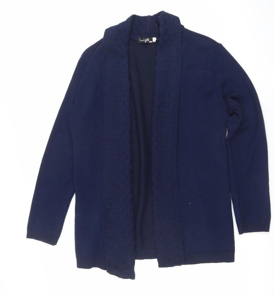 Impressions Women’s Blue M/L Open Knit Long Sleeve Cardigan