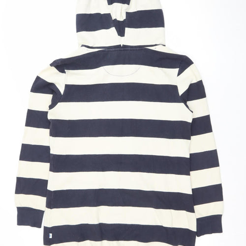 Adidas Women Navy & White Striped Pullover Hoodie Size 10 Cotton