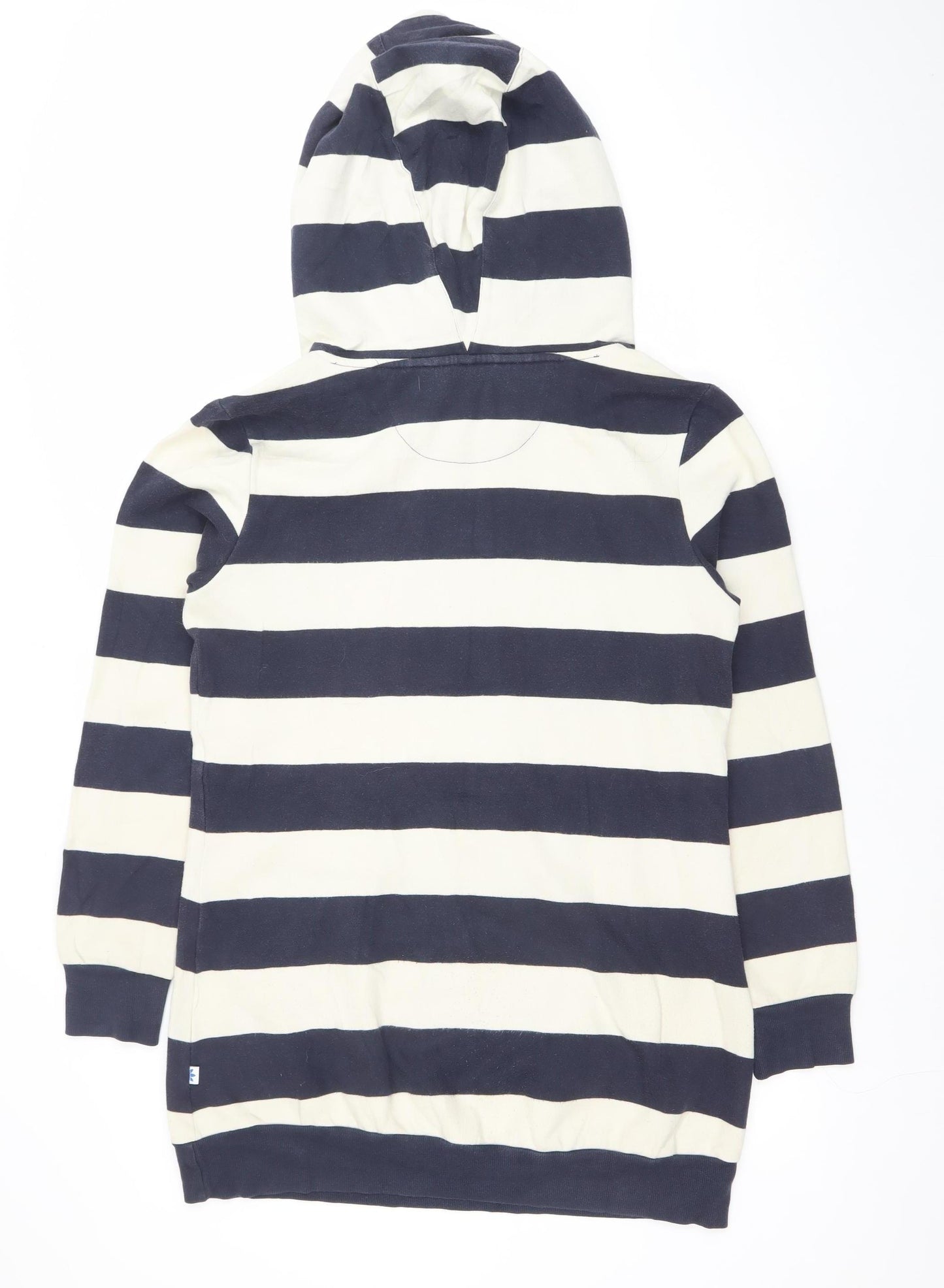 Adidas Women Navy & White Striped Pullover Hoodie Size 10 Cotton