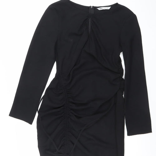 Zara Women’s Black Long Sleeve Bodycon Knee Length Dress Size 12