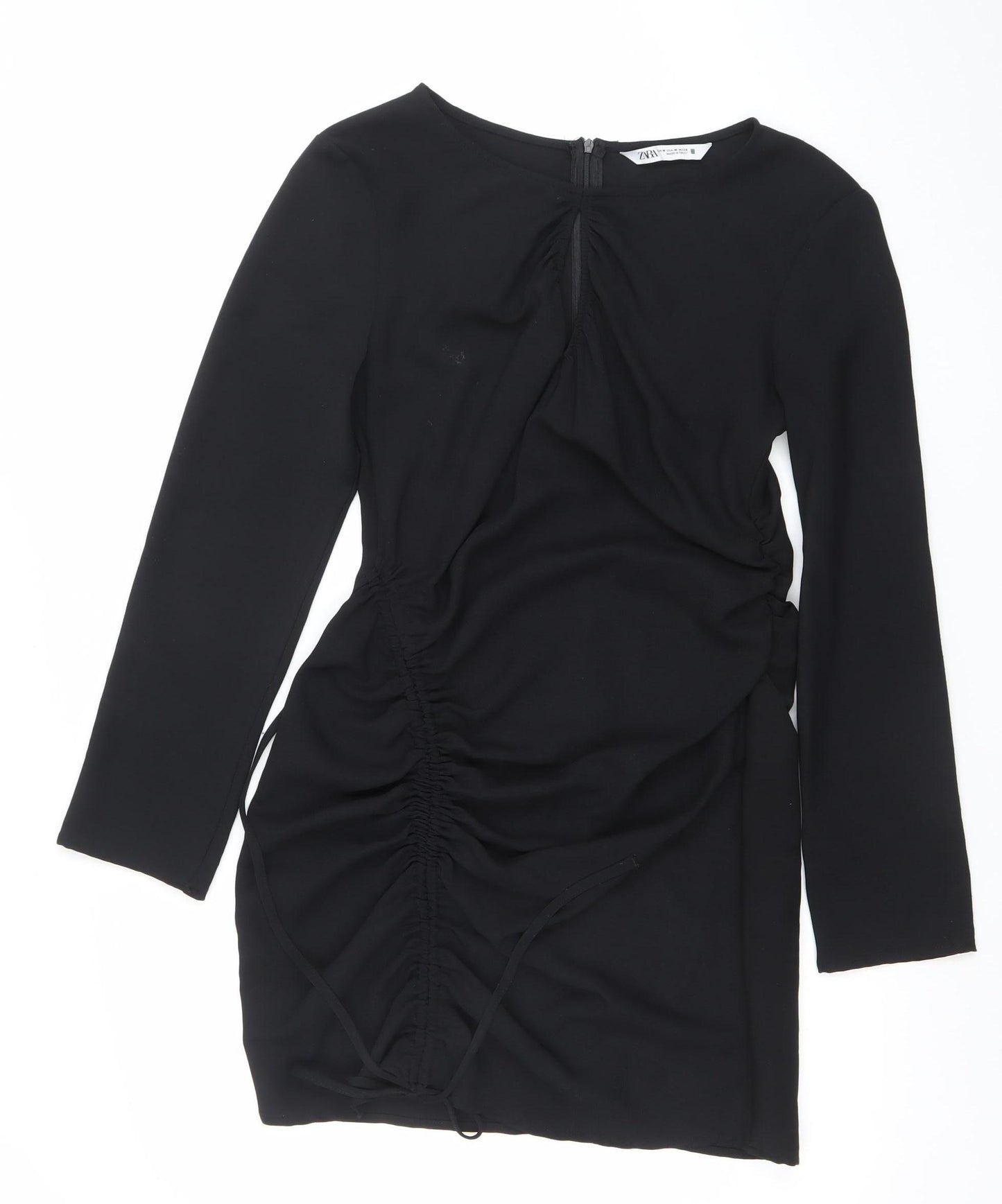 Zara Women’s Black Long Sleeve Bodycon Knee Length Dress Size 12