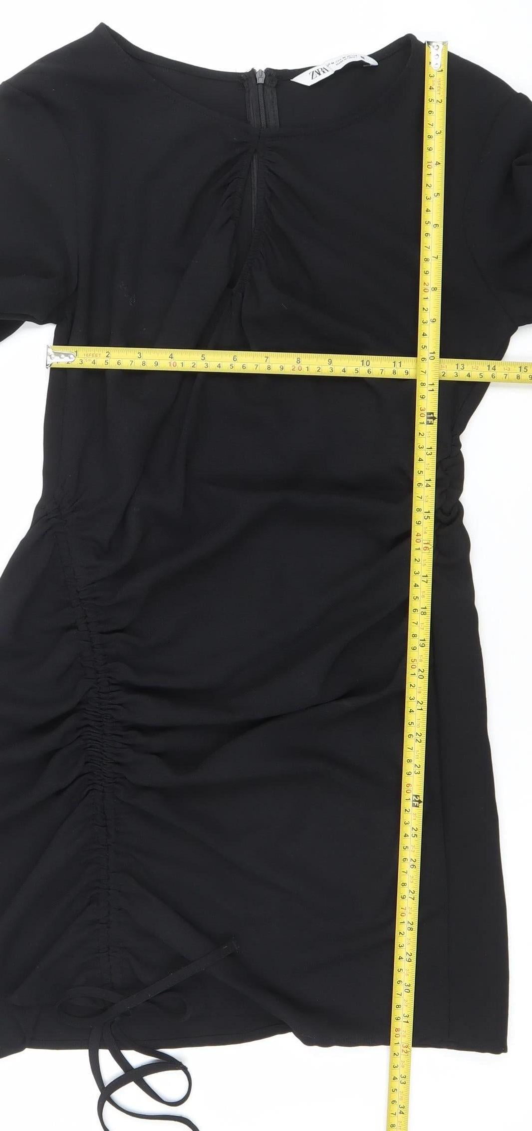 Zara Women’s Black Long Sleeve Bodycon Knee Length Dress Size 12