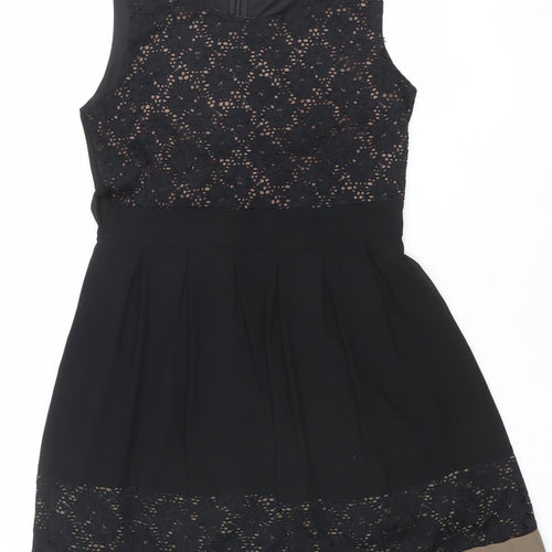 Apricot Women’s Black Lace Fit & Flare Sleeveless Knee Length Dress UK 10