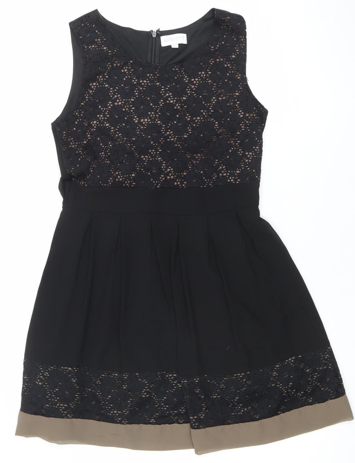 Apricot Women’s Black Lace Fit & Flare Sleeveless Knee Length Dress UK 10