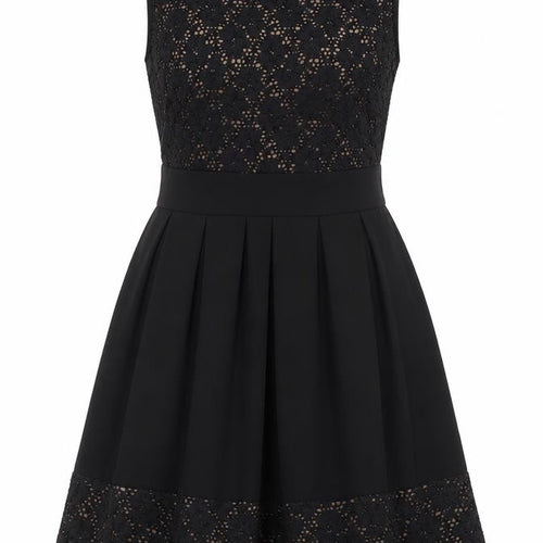Apricot Women’s Black Lace Fit & Flare Sleeveless Knee Length Dress UK 10
