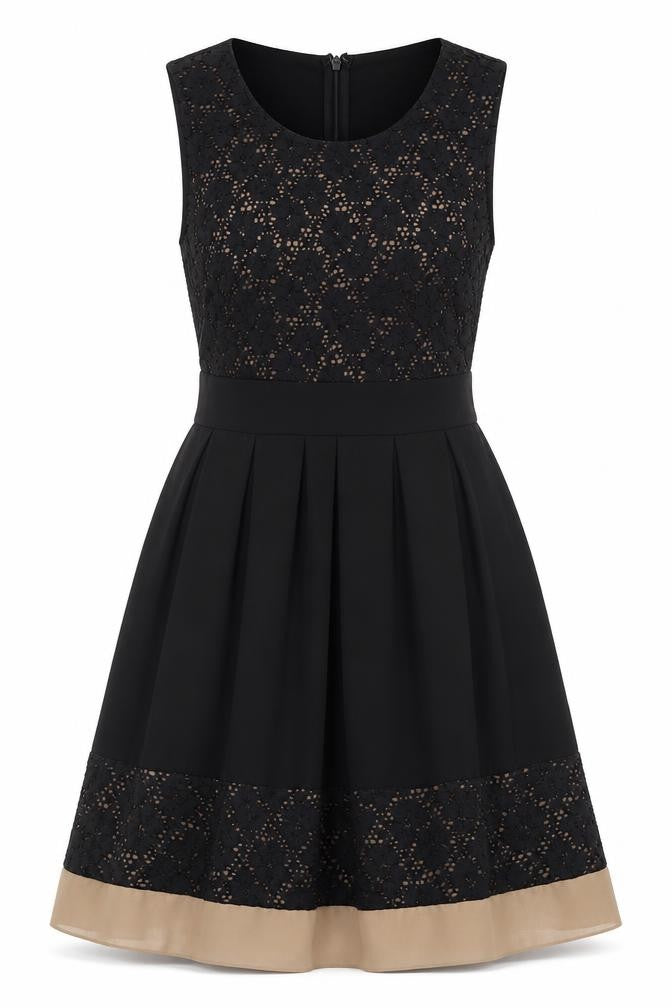 Apricot Women’s Black Lace Fit & Flare Sleeveless Knee Length Dress UK 10