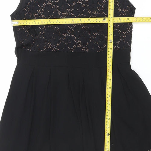 Apricot Women’s Black Lace Fit & Flare Sleeveless Knee Length Dress UK 10
