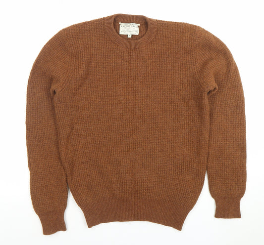 Racing Green Men's Brown Lambswool Crew Neck Jumper Size M